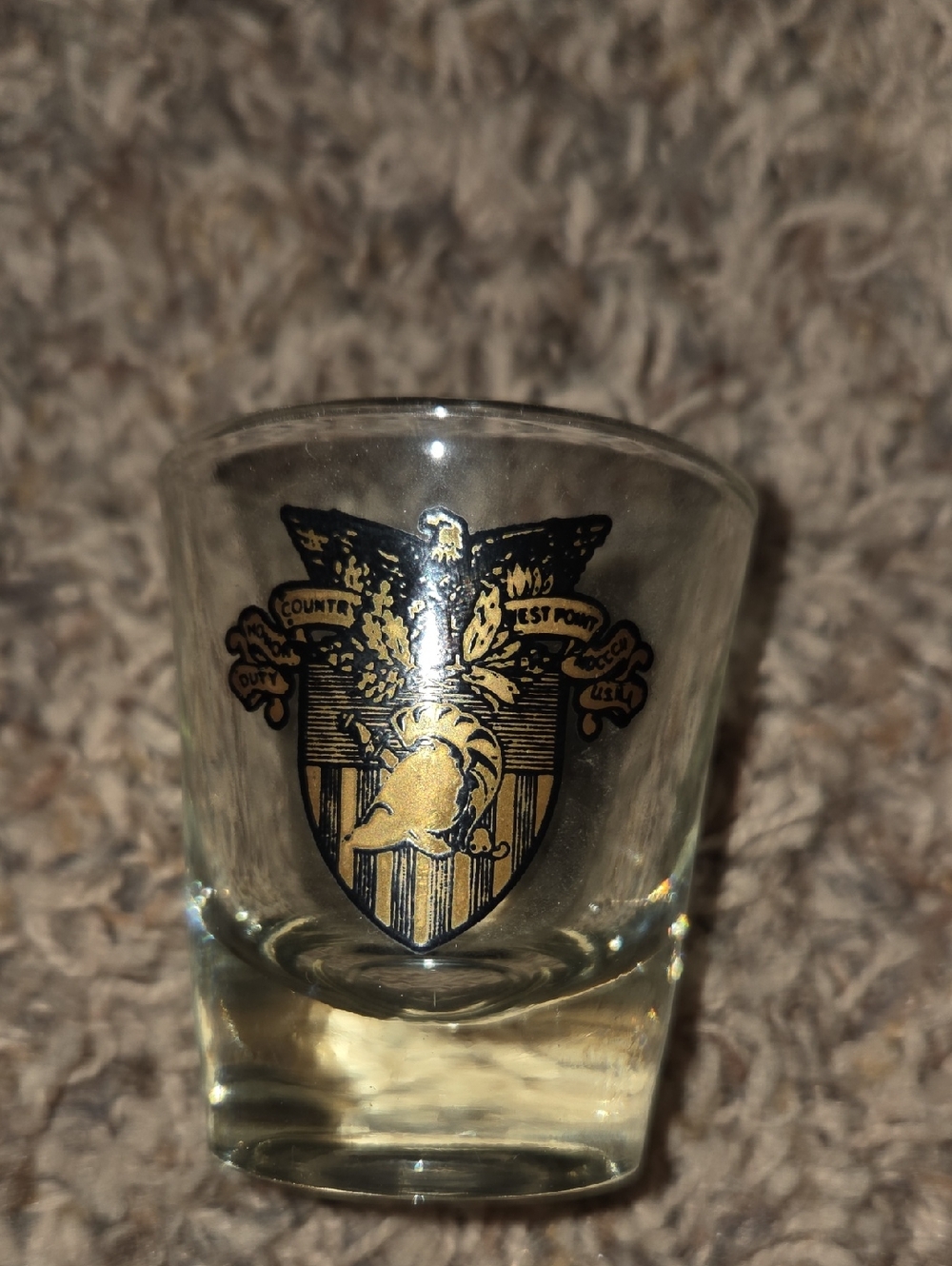 Gold and Black Crest Shot Glass